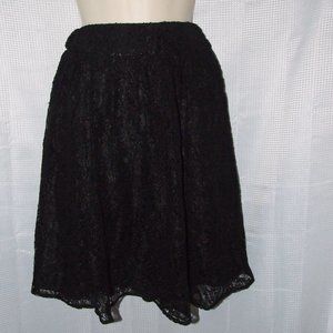Lacy Black Sz Small Church Office Elastic Waist Lined Skirt AMY MATTO